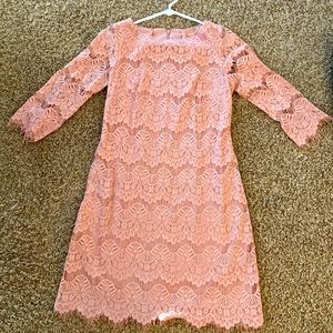 Tea length dusty rose dress